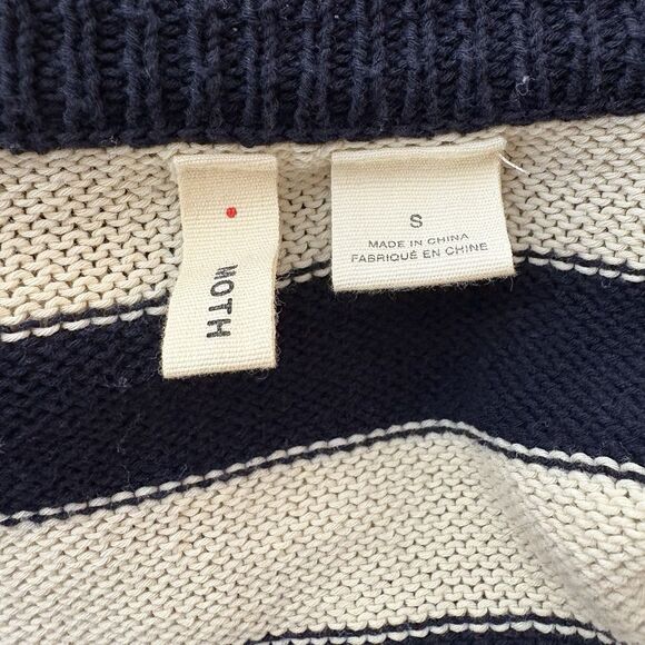 Anthropologie Moth Navy Cream Striped Dolman Sleeve Tunic Sweater Size Small - Picture 5 of 7